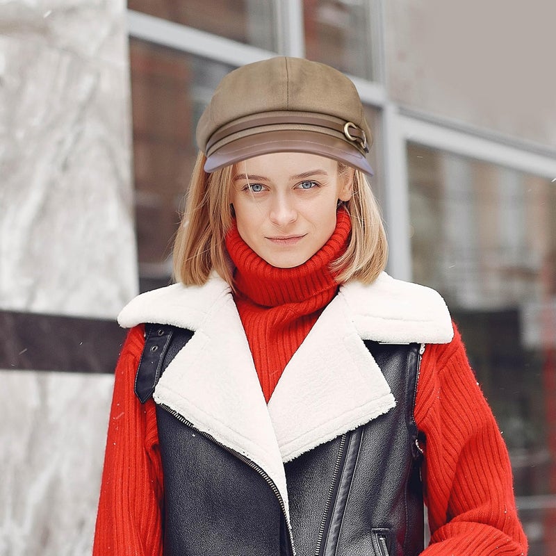Busnos Newsboy Hats for Women and Men Beret Women's Hats & Caps Fall and Winter Womens Hat y2k Hat Women's Octagonal Cap - Image 4